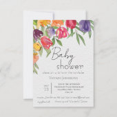 Elegante Blooms Bright Tulips Baby Dusche Einladung (Vorderseite)