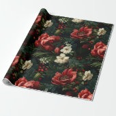 Elegante Blooms I Red and Cream Floral Geschenkpapier (Ungerollt)