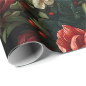 Elegante Blooms I Red and Cream Floral Geschenkpapier (Rolleneckpunkt)