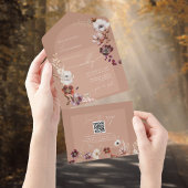 Elegante Blooms Light Terracotta Wedding QR UAWG All In One Einladung