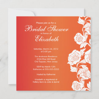 Elegante Bloral Bridal Dusche Einladung Orange