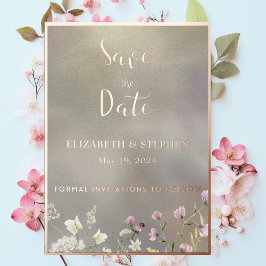 Elegante blorale Herbstkarte Save the Date Folieneinladung