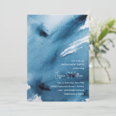 Elegante Blue Abstrakt Watercolor Engagement Party Einladung (Stehend Vorderseite)
