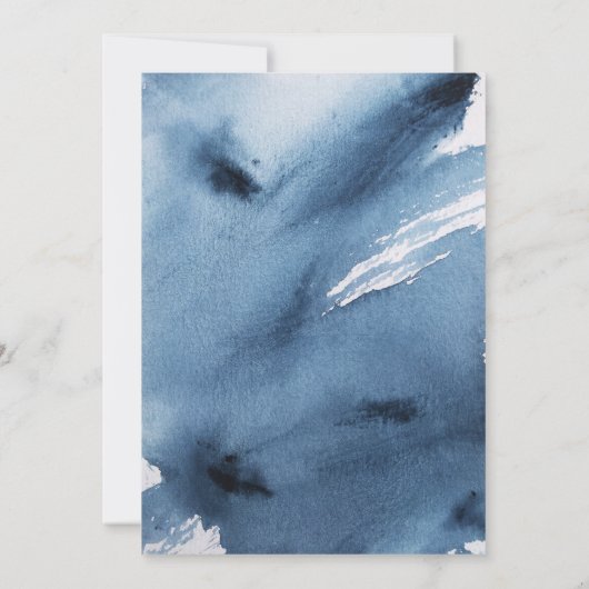 Elegante Blue Abstrakt Watercolor Engagement Party Einladung (Rückseite)
