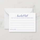 Elegante Blue Advice Cards für Hochzeitseimer Hinweiskarte<br><div class="desc">Diese zauberhaften Eimerkarten sind eine perfekte Alternative zu einem traditionellen Gästebuch. Sie werden alle Gäste über die besten Ideen für die Neuvermählten sprechen. Diese Karten enthalten die Wörter "Eimerliste Hilfe uns ein Leben lang Abenteuer zu planen" in marineblau und enthalten Platz für ihren Namen. Auf der Rückseite ist ein marineblau...</div>