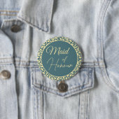 Elegante Blue and Cream Leaf Trauzeugin Button (Beispiel)