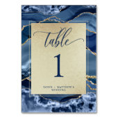 Elegante Blue and Gold Agate Crystal Tischnummer (Rückseite)