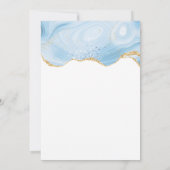 Elegante Blue and Gold Agate Hintergrundhochzeit Einladung (Rückseite)
