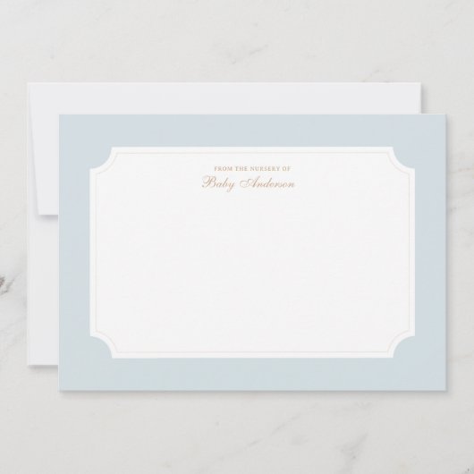 Elegante Blue and Gold Baby Dusche Danke Karte (Vorderseite)