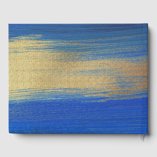 Elegante Blue and Gold Boy Taufe Gästebuch (Rückseite)