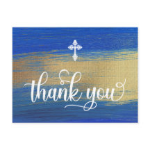 Elegante Blue and Gold Boy Taufe Vielen Dank