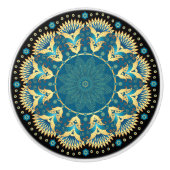 Elegante Blue and Gold Cabinet Knobs Keramikknauf (Vorderseite)