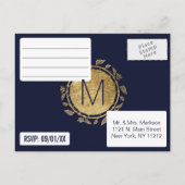 Elegante Blue and Gold Floral UAWG Postkarten (Rückseite)