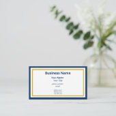 Elegante Blue and Gold Generic Business Card Visitenkarte (Stehend Vorderseite)