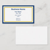 Elegante Blue and Gold Generic Business Card Visitenkarte (Vorne/Hinten)