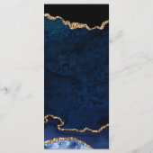 Elegante Blue and Gold Imitate Glitzer Agate Weddi Menükarte (Rückseite)