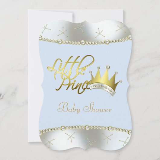 Elegante Blue and Gold Little Prince Baby Dusche Einladung (Vorderseite)