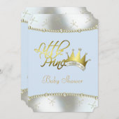 Elegante Blue and Gold Little Prince Baby Dusche Einladung (Vorne/Hinten)