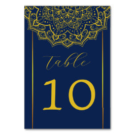 Elegante Blue and Gold Mandala Wedding Tischnummer