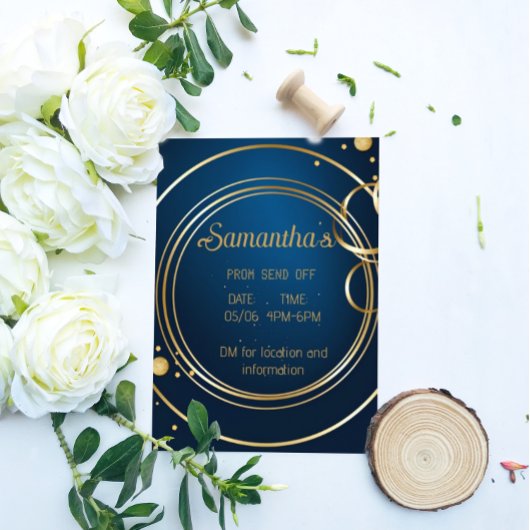 Elegante Blue and Gold Prom Einladung Flyer