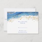 Elegante Blue and Gold Spritzer UAWG RSVP Karte (Vorderseite)