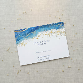 Elegante Blue and Gold Spritzer UAWG RSVP Karte