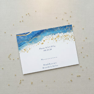 Elegante Blue and Gold Spritzer UAWG RSVP Karte