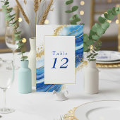 Elegante Blue and Gold Tischnummer Card