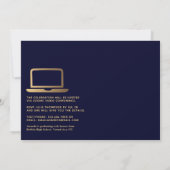 Elegante Blue and Gold Virtual Graduation Party Einladung (Rückseite)
