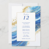 Elegante Blue and Gold Watercolor Tischnummer Card (Vorderseite)