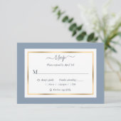 Elegante Blue and Gold Wedding RSVP Cards (Stehend Vorderseite)