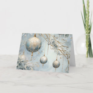 Elegante Blue and Gold Weihnachtsschmuck Karte