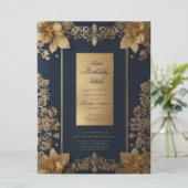 Elegante Blue and Golden Royal Invitation Card Einladung (Stehend Vorderseite)
