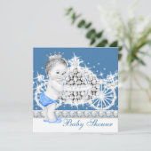 Elegante Blue and Gray Prince Baby Dusche Einladung (Stehend Vorderseite)