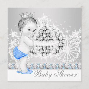Elegante Blue and Gray Prince Baby Dusche Einladung