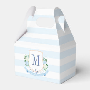 Elegante Blue and White Coastal Boy Baby Dusche Geschenkschachtel