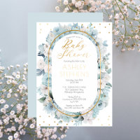 Elegante Blue and White Floral Boy Baby Dusche