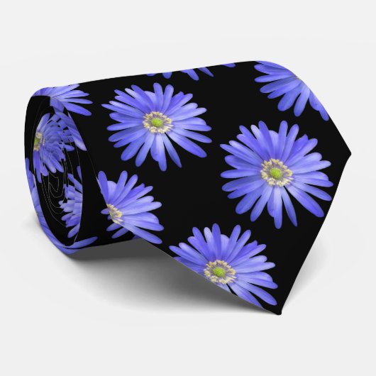 Elegante Blue Anemone Blume Krawatte (Gerollt)