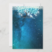 Elegante Blue Aqua Aquamarines Herz Leaf Tree Hoch Einladung (Rückseite)