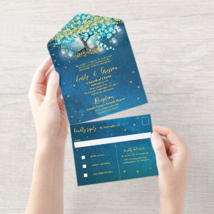 Elegante Blue Aqua Aquamarines Herz-Lungen-Museum All-in-One-Einladung