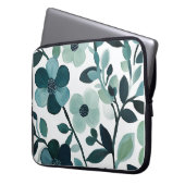 Elegante Blue Aqua Floral Botanical Electronics Ba Laptopschutzhülle (Vorderseite Links)