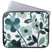 Elegante Blue Aqua Floral Botanical Electronics Ba Laptopschutzhülle (Vorderseite)