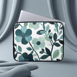 Elegante Blue Aqua Floral Botanical Electronics Ba Laptopschutzhülle