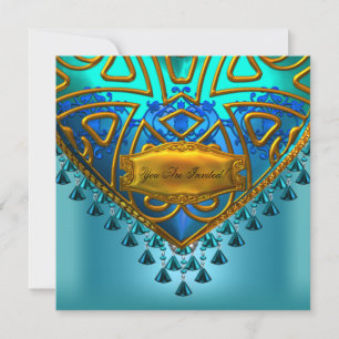 Elegante Blue Aquamarin Aqua Gold Jedes Anlasses Einladung