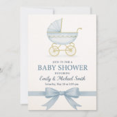 Elegante Blue Baby Shower Einladung Vorlage (Vorderseite)