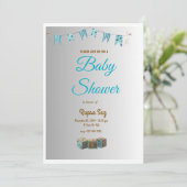Elegante Blue Baby Shower Einladungskarte (Stehend Vorderseite)