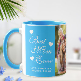 Elegante Blue Best Mama Ever Foto Tasse