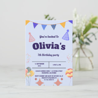 Elegante Blue Birthday Einladungskarte Einladung