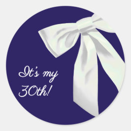 Elegante Blue Birthday Stickers mit weißem Bow