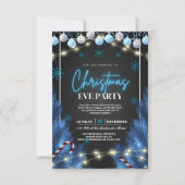 Elegante Blue & Black Christmas Party Einladungen (Vorderseite)